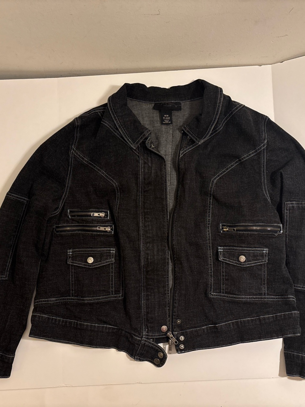 Lane Bryant Jacket Black Denim with zipper pockets. Biker, Punk, Goth